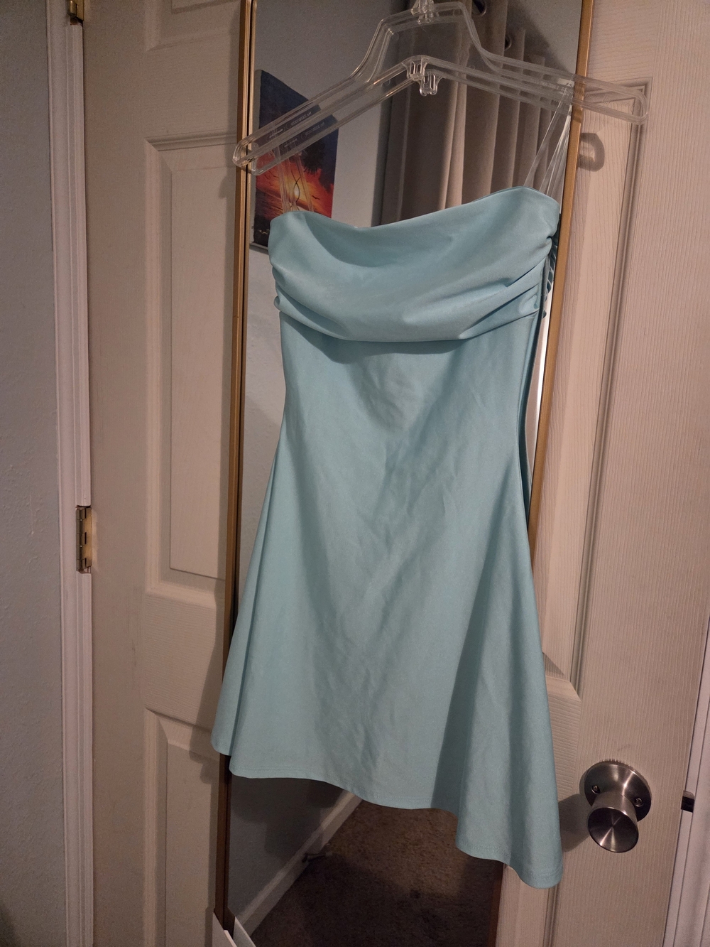 Windsor Strapless Aqua Blue Fit-and-Flare Dress-Women's S